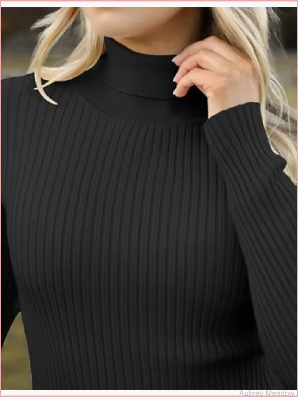 Turtleneck Sweater Pullover Ribbed Knit Long Sleeve Slim Fit